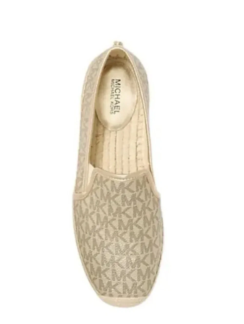 Michael Kors Hastings Metallic Canvas Signature Espadrille in Pale Gold Size 8